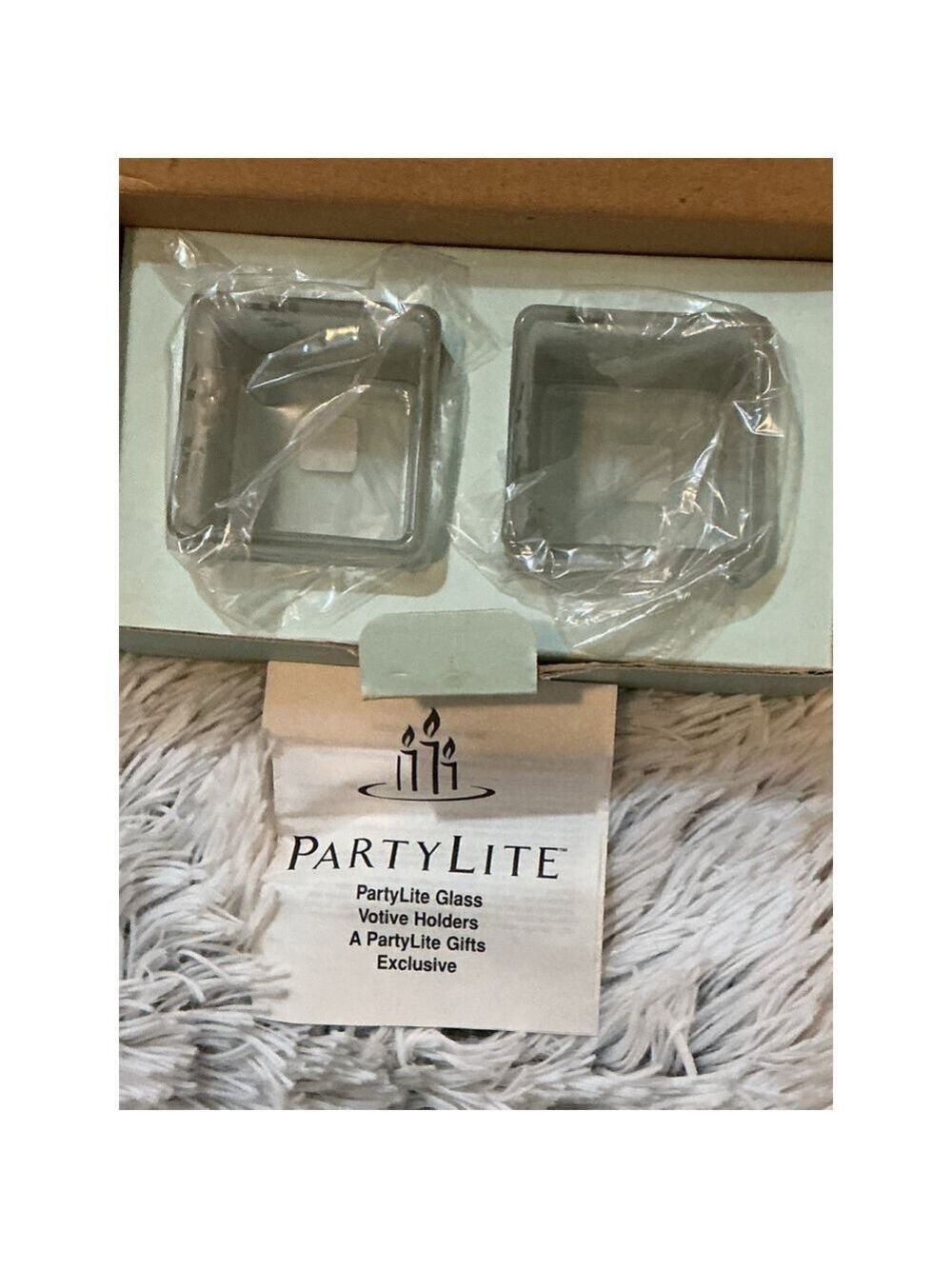 PartyLite Square Frosted Glass Votive Holders Set of 2 — Gift Ready